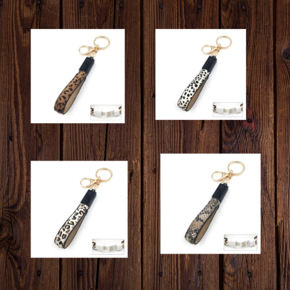 Animal Print Phone Charger Key Rings